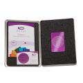 Teslaplatte Karte purpur - Blume des Lebens in Geschenkbox